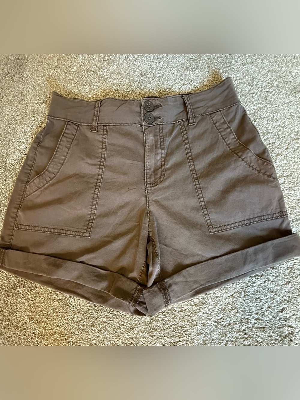 Sanctuary High-Waist Cuffed Cargo Shorts in Brown